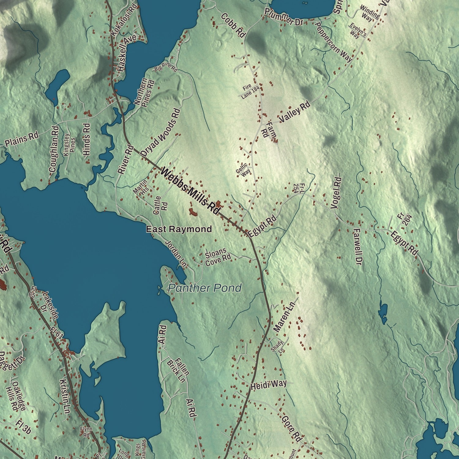 Street and neighborhood detail from the Raymond, Maine map