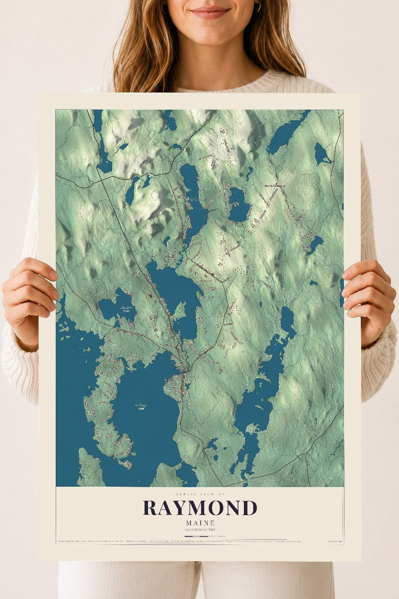 Raymond, Maine map print - 18 x 24 archival matte print
