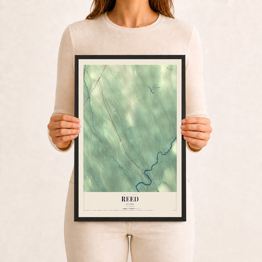 Map of Reed, Maine, 12 x 18 inch print in a black wood frame