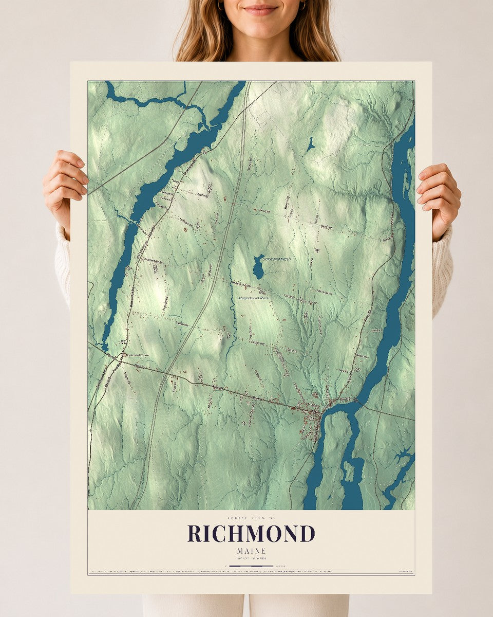 Richmond, Maine map print - 24 x 36 archival matte print