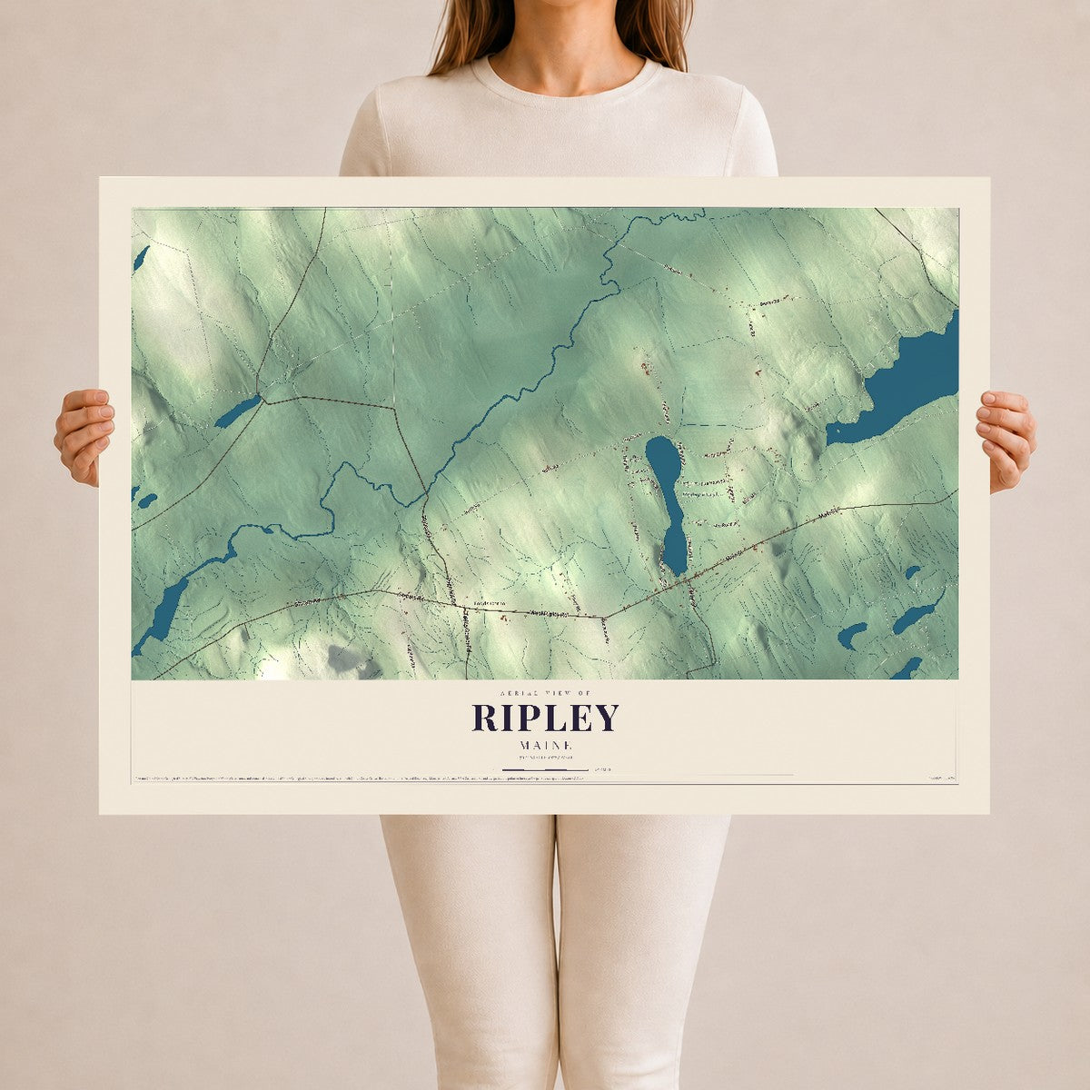 Ripley, Maine map print - 24 x 36 archival matte print
