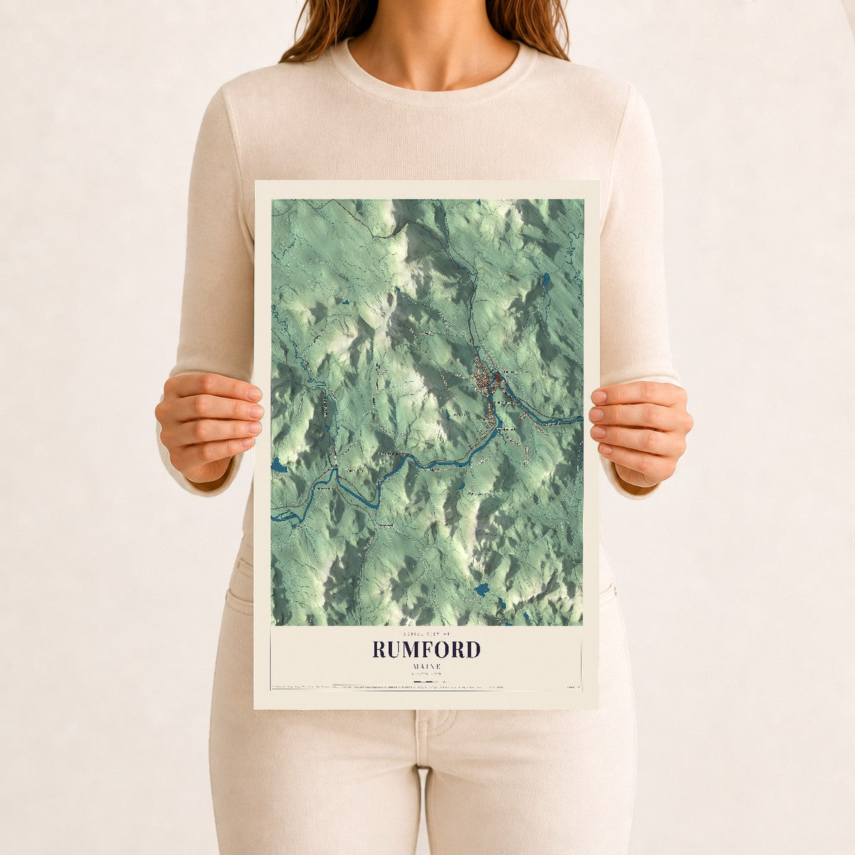 Rumford, Maine map print - 12 x 18 archival matte print