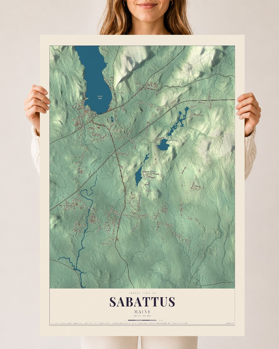 Sabattus, Maine map print - 24 x 36 archival matte print