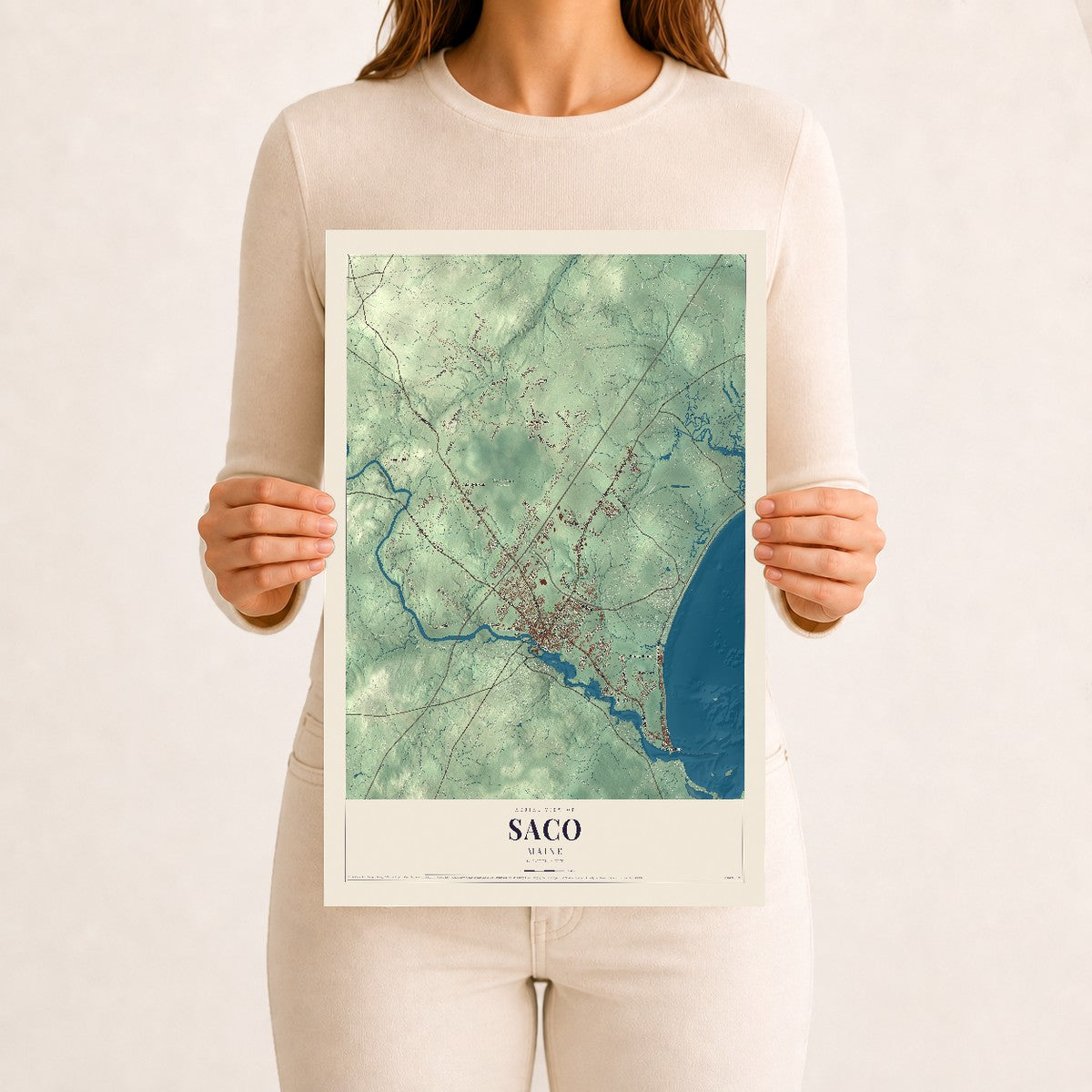 Saco, Maine map print - 12 x 18 archival matte print