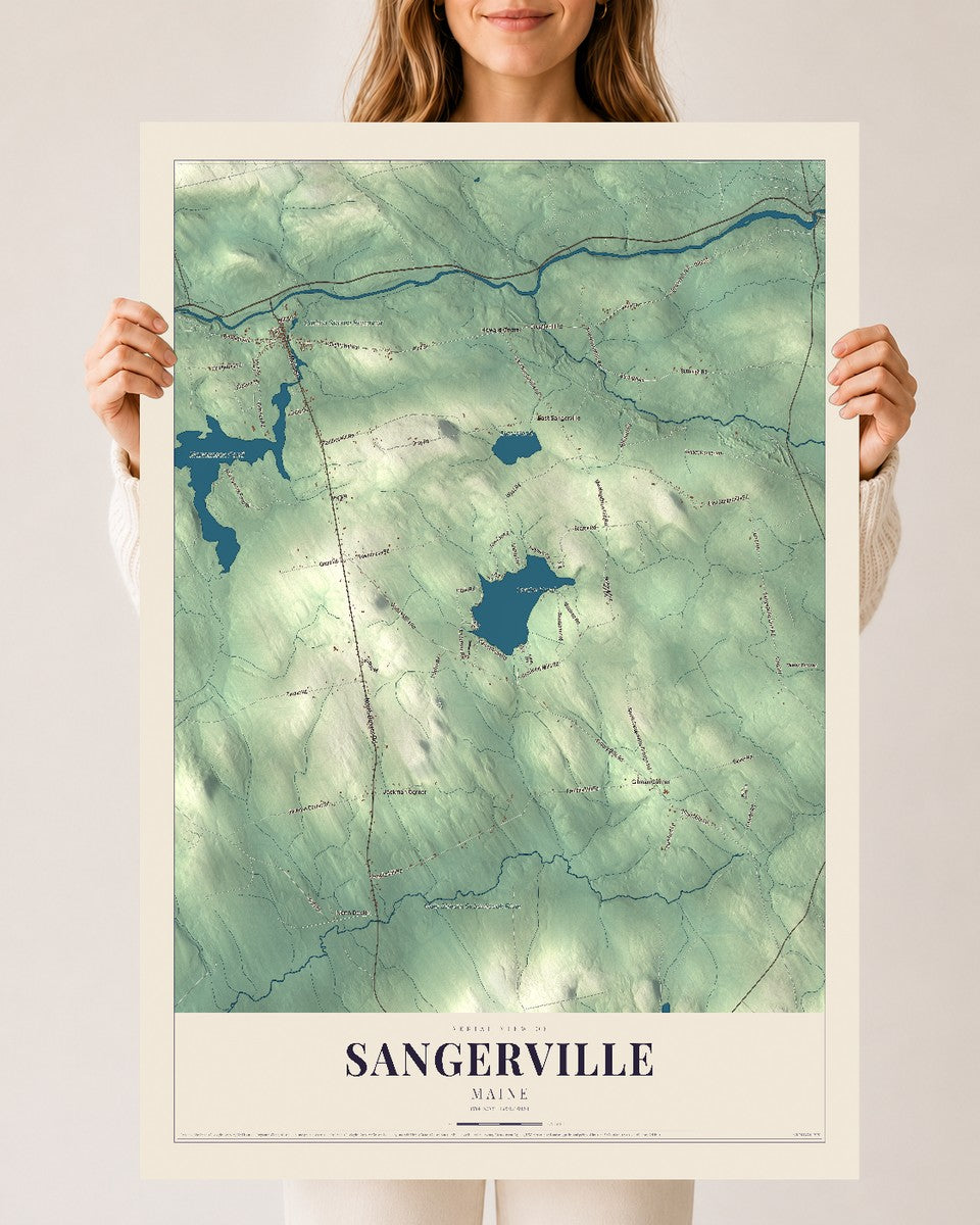 Sangerville, Maine map print - 24 x 36 archival matte print