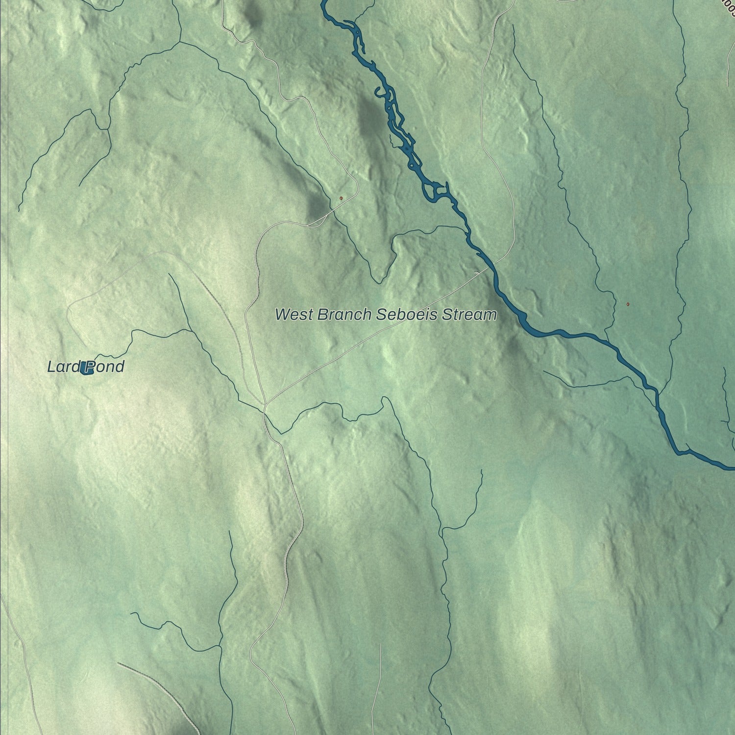 Terrain and local geography detail from the Seboeis, Maine map