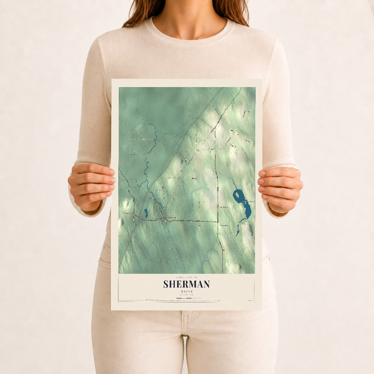 Sherman, Maine map print - 12 x 18 archival matte print