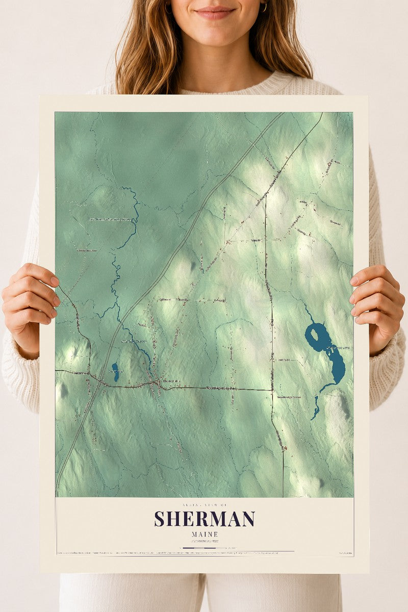 Sherman, Maine map print - 18 x 24 archival matte print