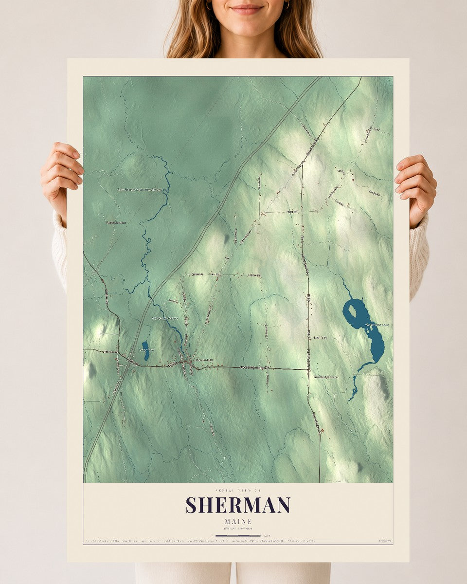 Sherman, Maine map print - 24 x 36 archival matte print