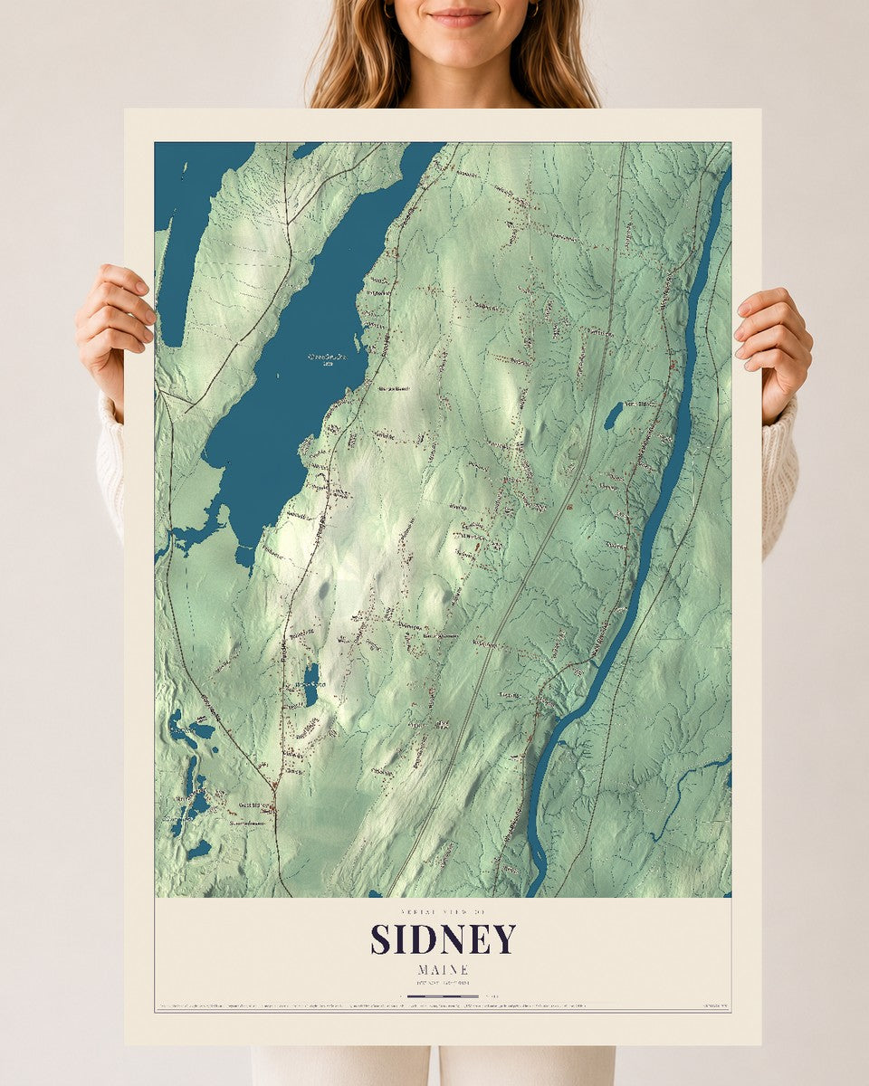 Sidney, Maine map print - 24 x 36 archival matte print