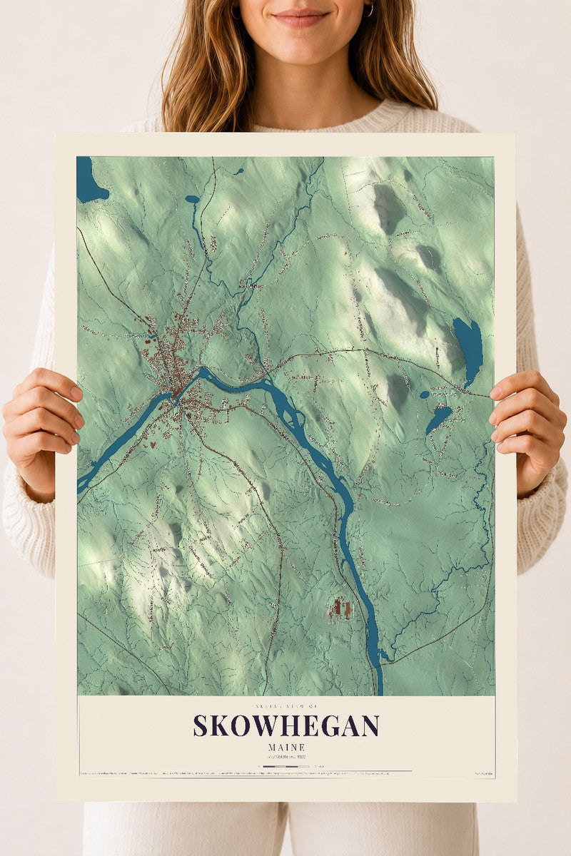 Skowhegan, Maine map print - 18 x 24 archival matte print