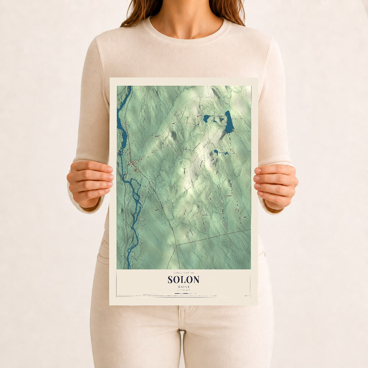 Solon, Maine map print - 12 x 18 archival matte print