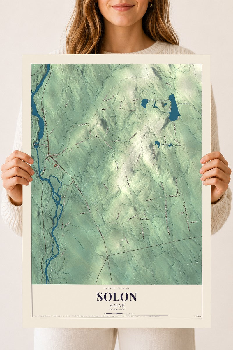 Solon, Maine map print - 18 x 24 archival matte print