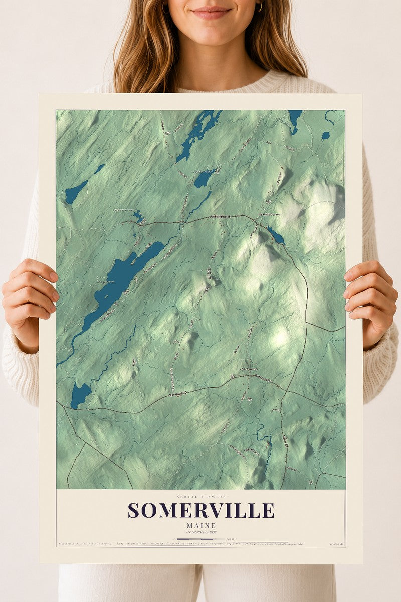 Somerville, Maine map print - 18 x 24 archival matte print