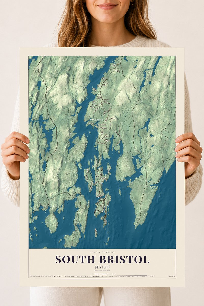 South Bristol, Maine map print - 18 x 24 archival matte print