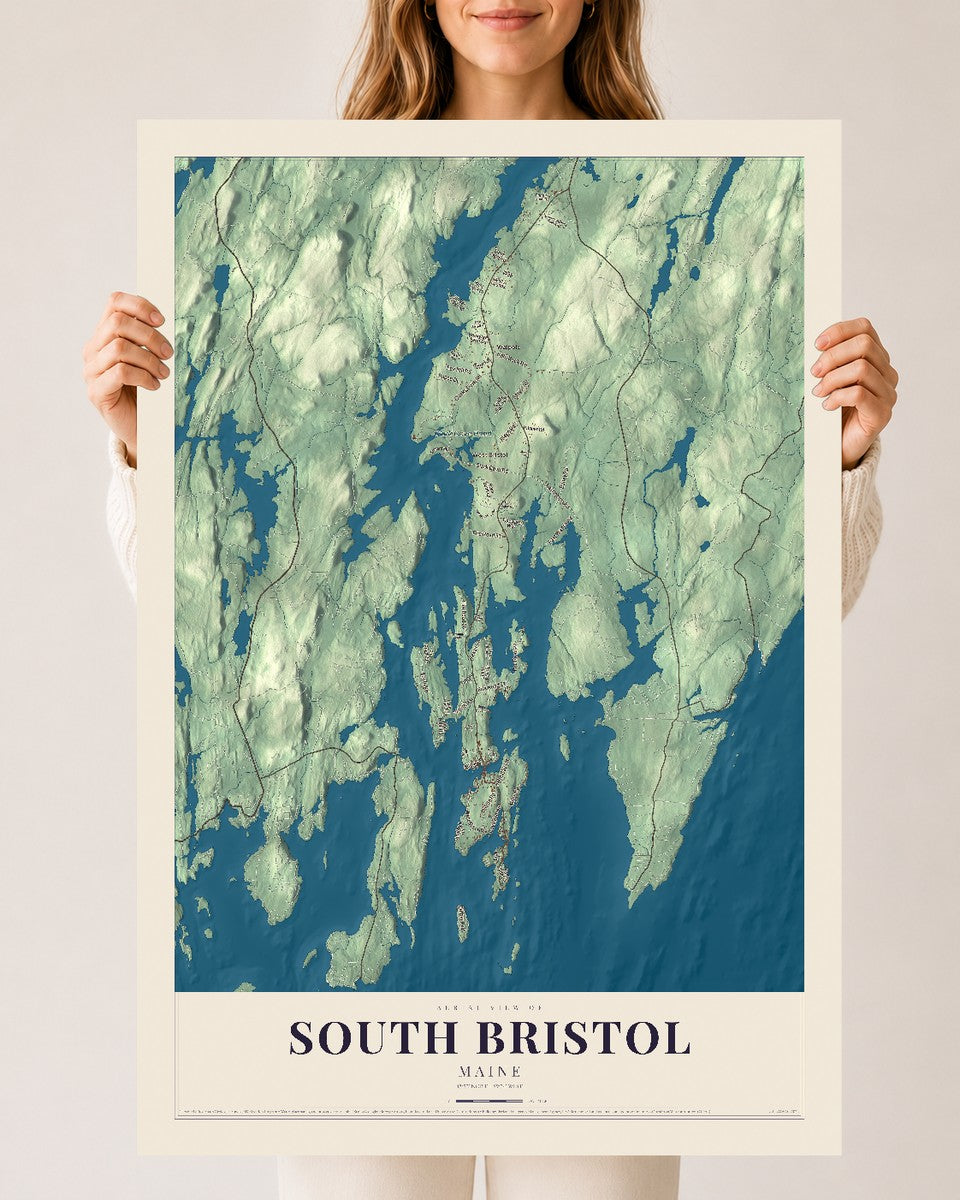 South Bristol, Maine map print - 24 x 36 archival matte print