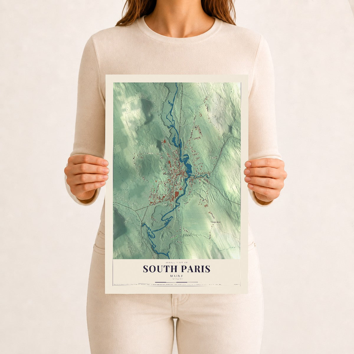 South Paris, Maine map print - 12 x 18 archival matte print