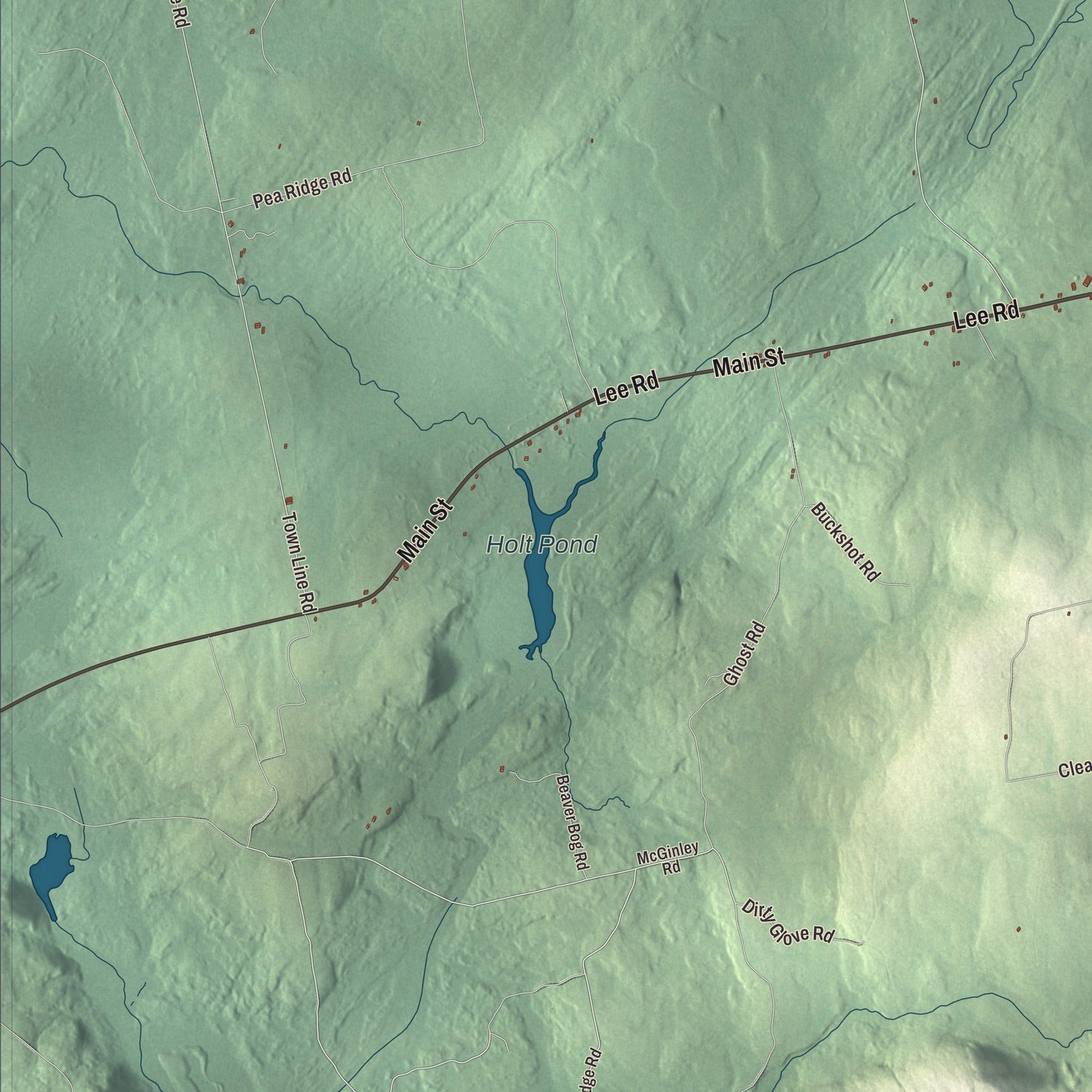 Terrain and local geography detail from the Springfield, Maine map
