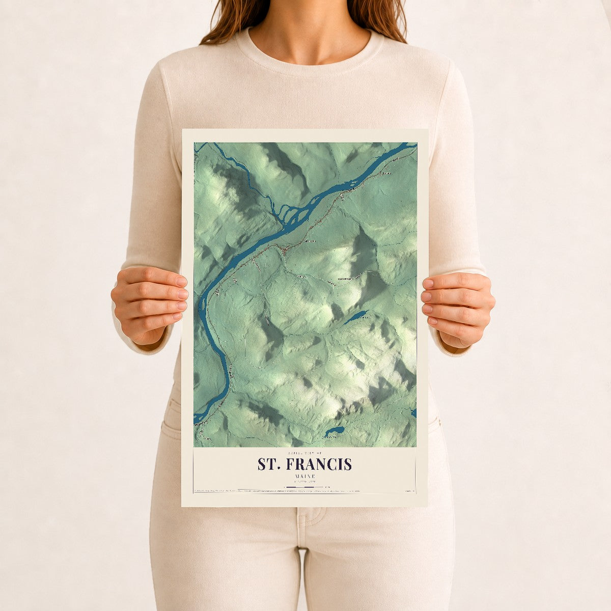 St. Francis, Maine map print - 12 x 18 archival matte print