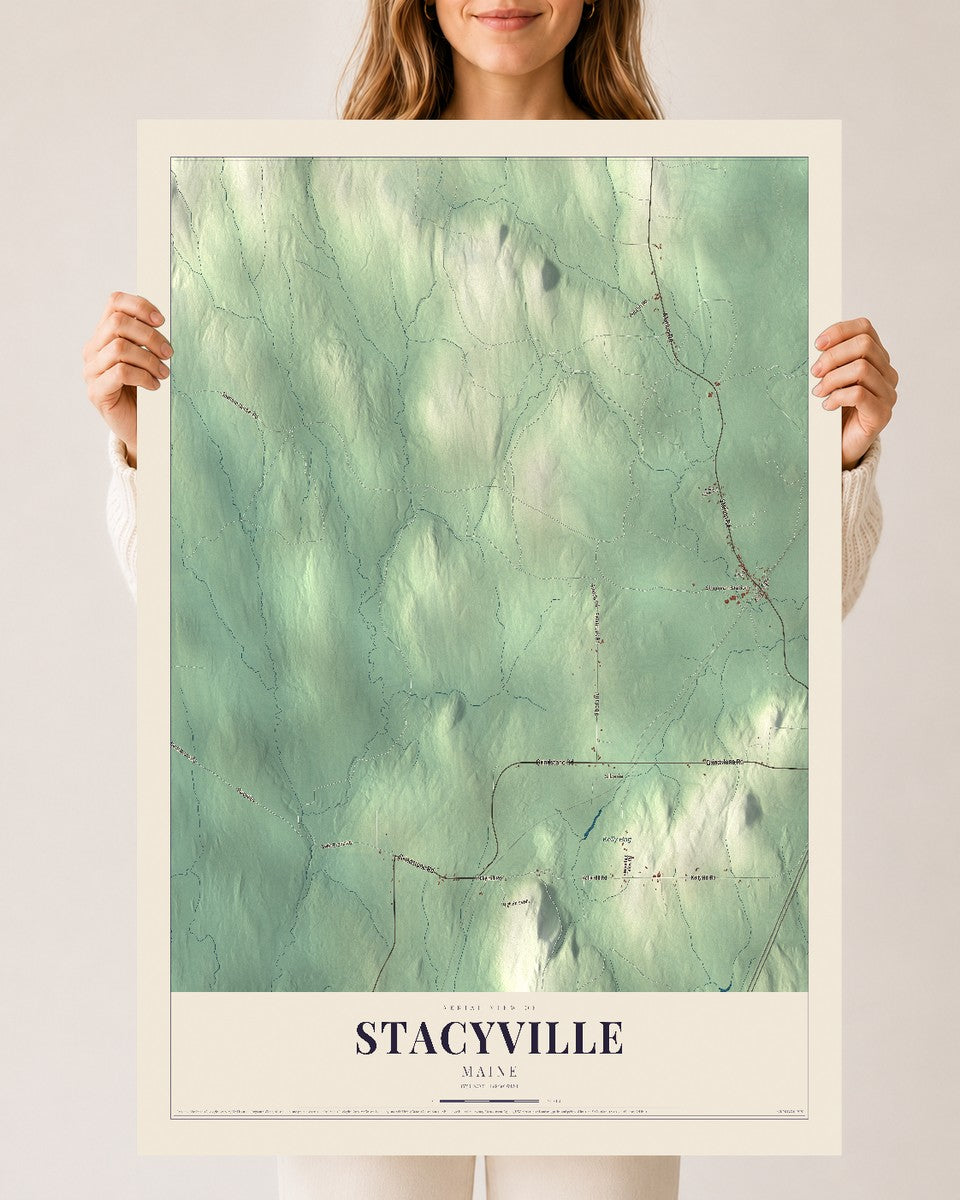 Stacyville, Maine map print - 24 x 36 archival matte print