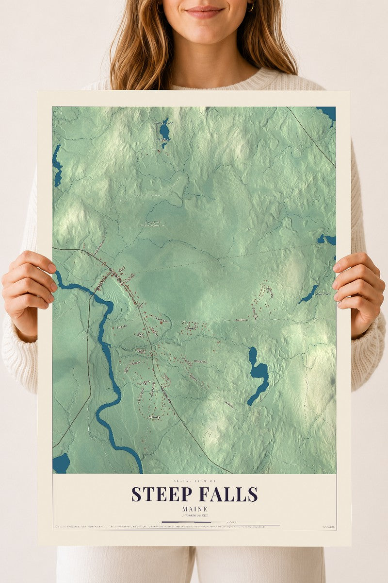 Steep Falls, Maine map print - 18 x 24 archival matte print