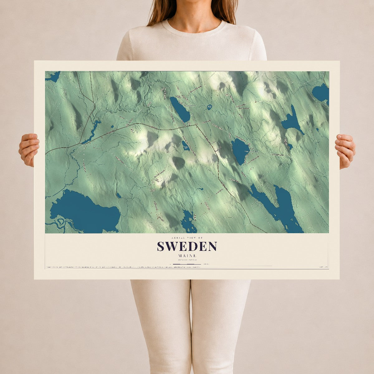 Sweden, Maine map print - 24 x 36 archival matte print