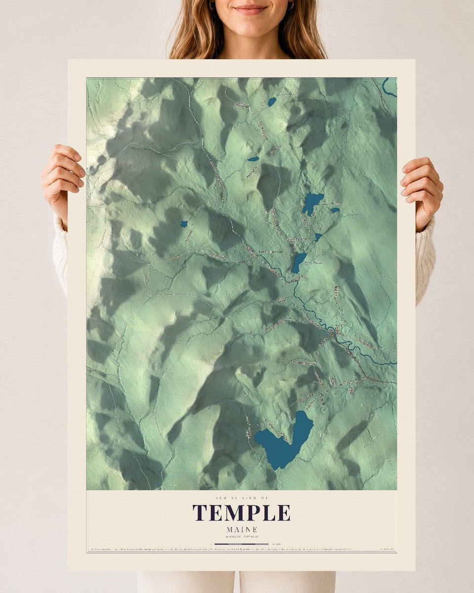 Temple, Maine map print - 24 x 36 archival matte print