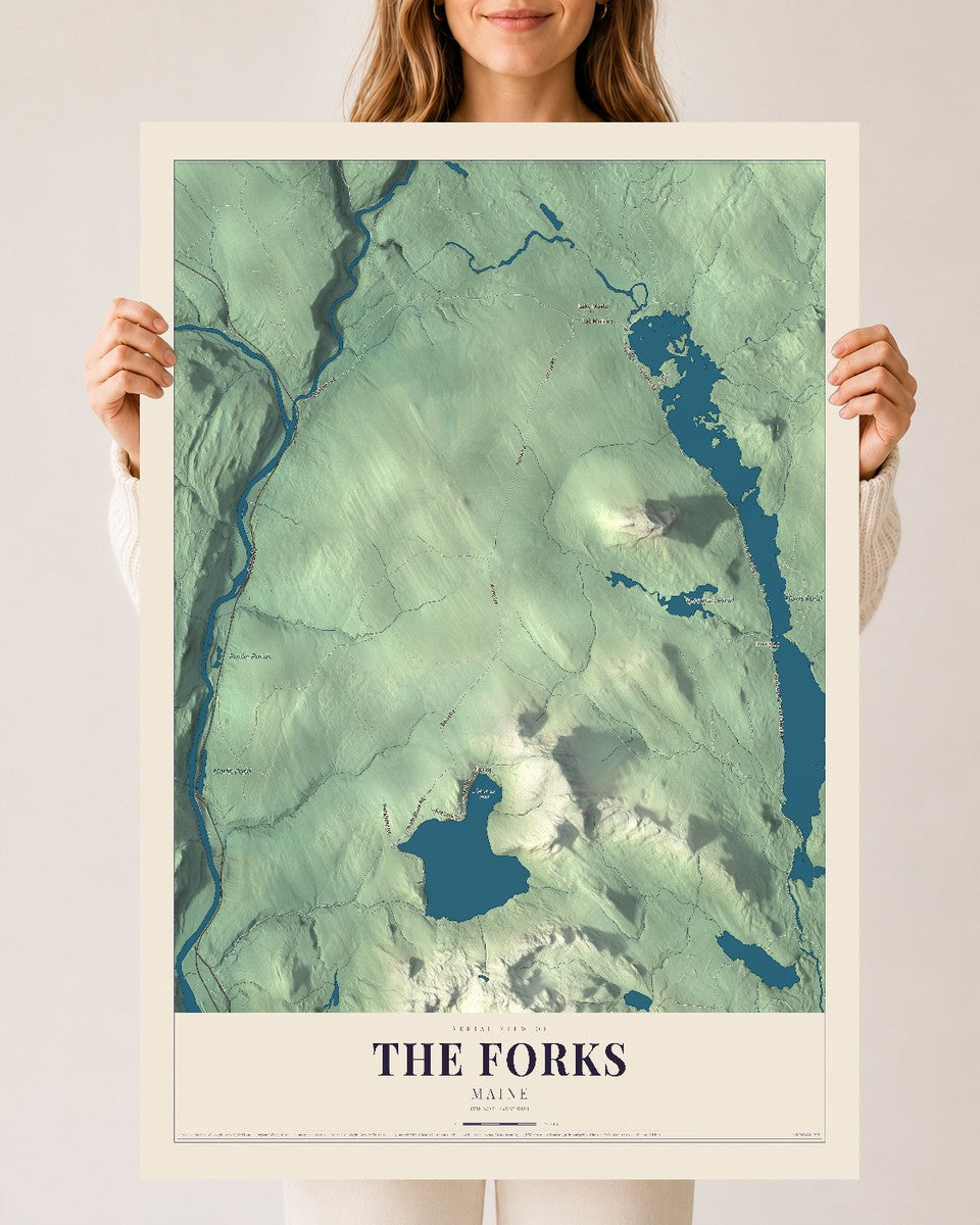 The Forks, Maine map print - 24 x 36 archival matte print