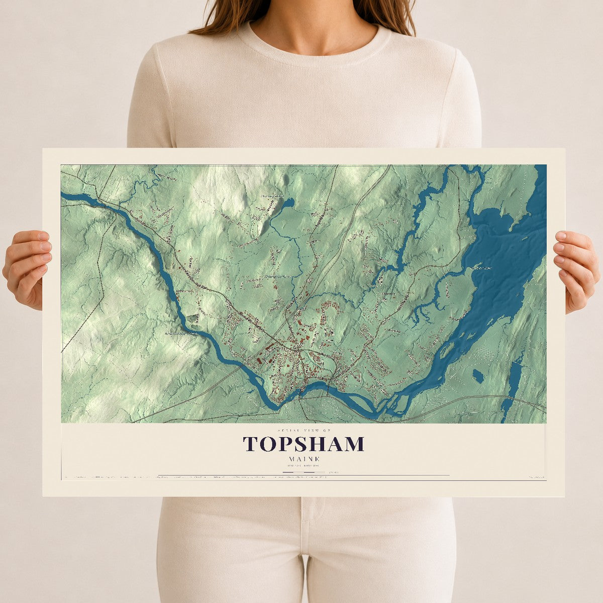 Topsham, Maine map print - 12 x 18 archival matte print