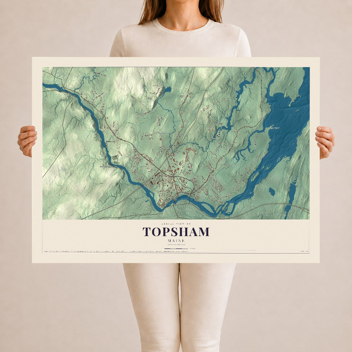 Topsham, Maine map print - 24 x 36 archival matte print