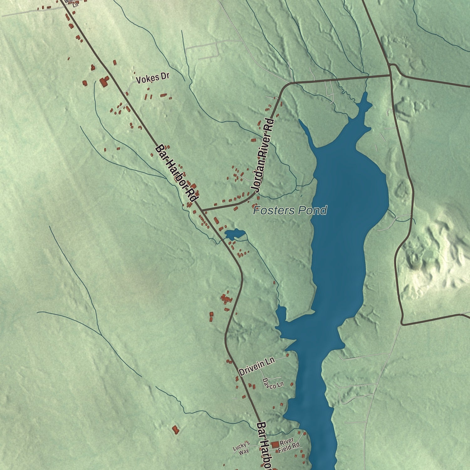 Terrain and local geography detail from the Trenton, Maine map