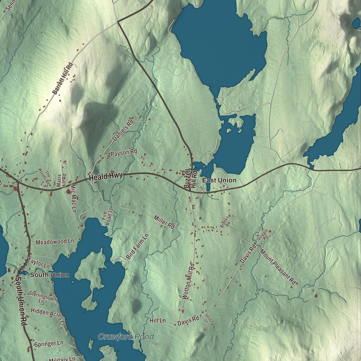 Street and neighborhood detail from the Union, Maine map