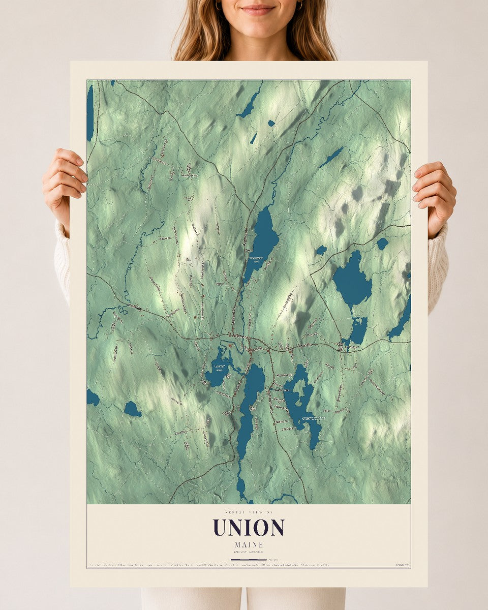 Union, Maine map print - 24 x 36 archival matte print