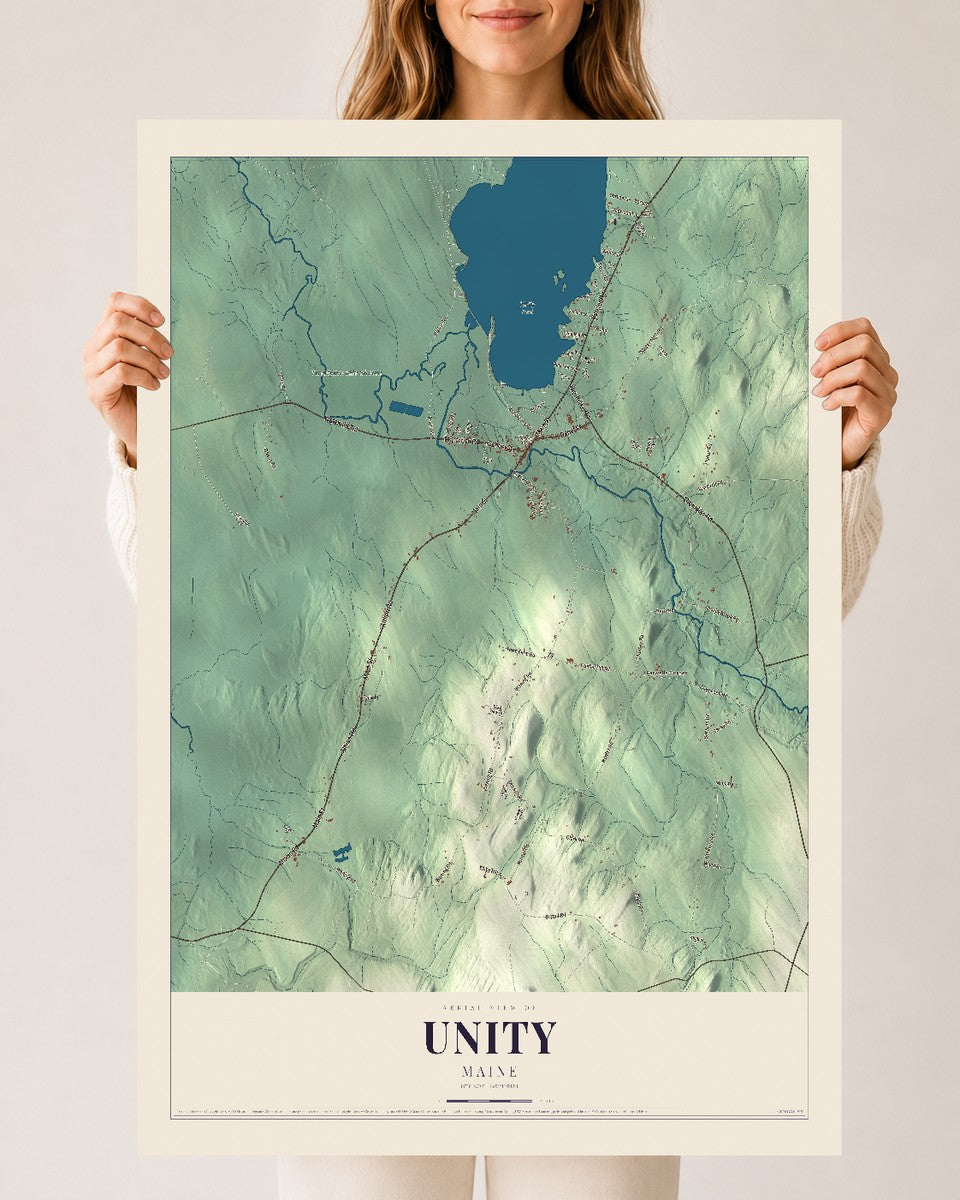 Unity, Maine map print - 24 x 36 archival matte print