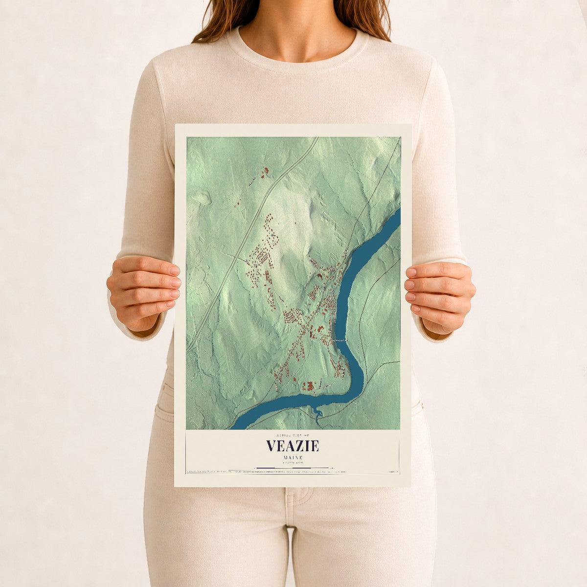 Veazie, Maine map print - 12 x 18 archival matte print