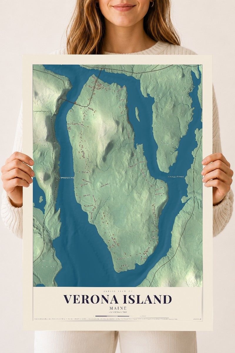 Verona Island, Maine map print - 18 x 24 archival matte print
