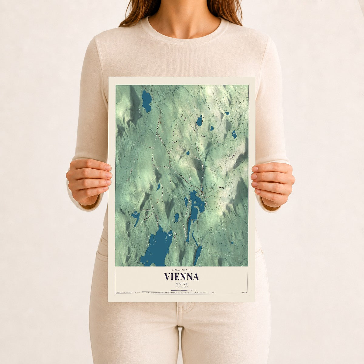 Vienna, Maine map print - 12 x 18 archival matte print