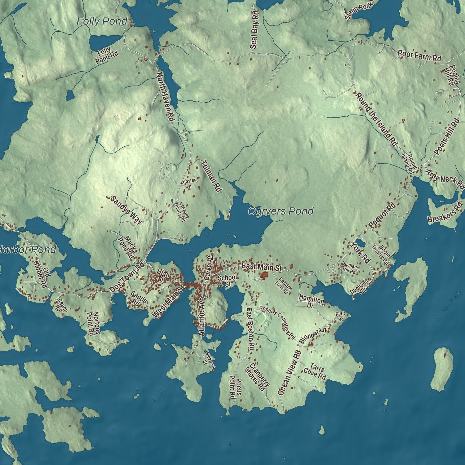 Terrain and local geography detail from the Vinalhaven, Maine map