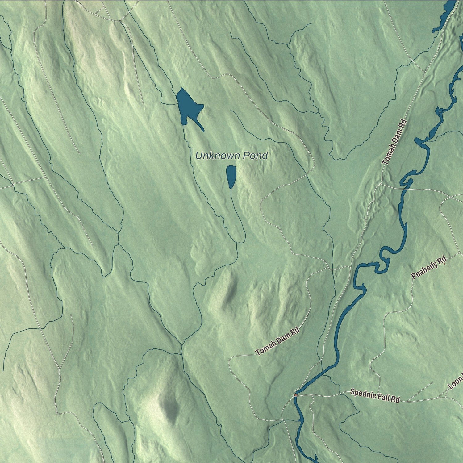 Terrain and local geography detail from the Waite, Maine map