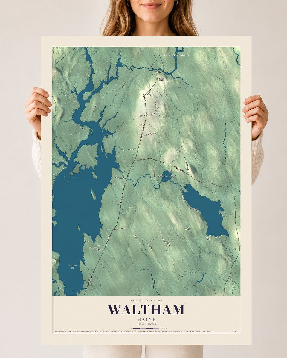 Waltham, Maine map print - 24 x 36 archival matte print