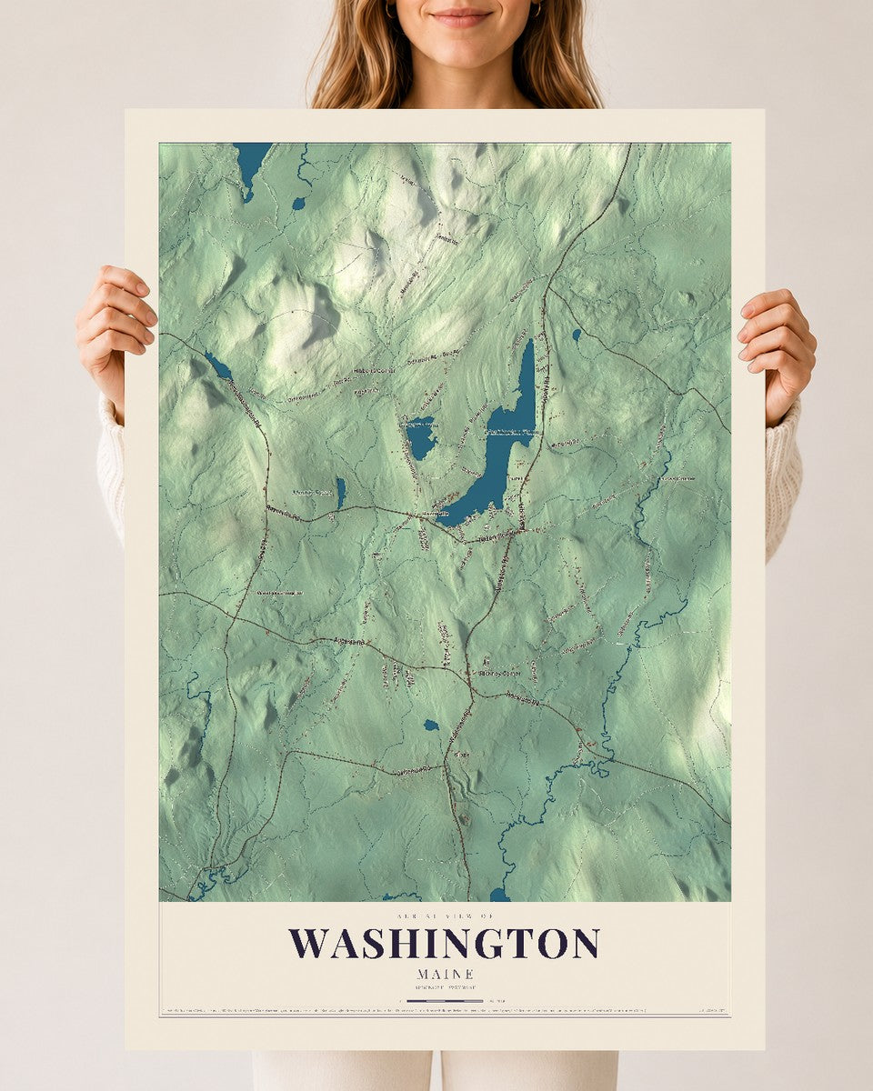 Washington, Maine map print - 24 x 36 archival matte print