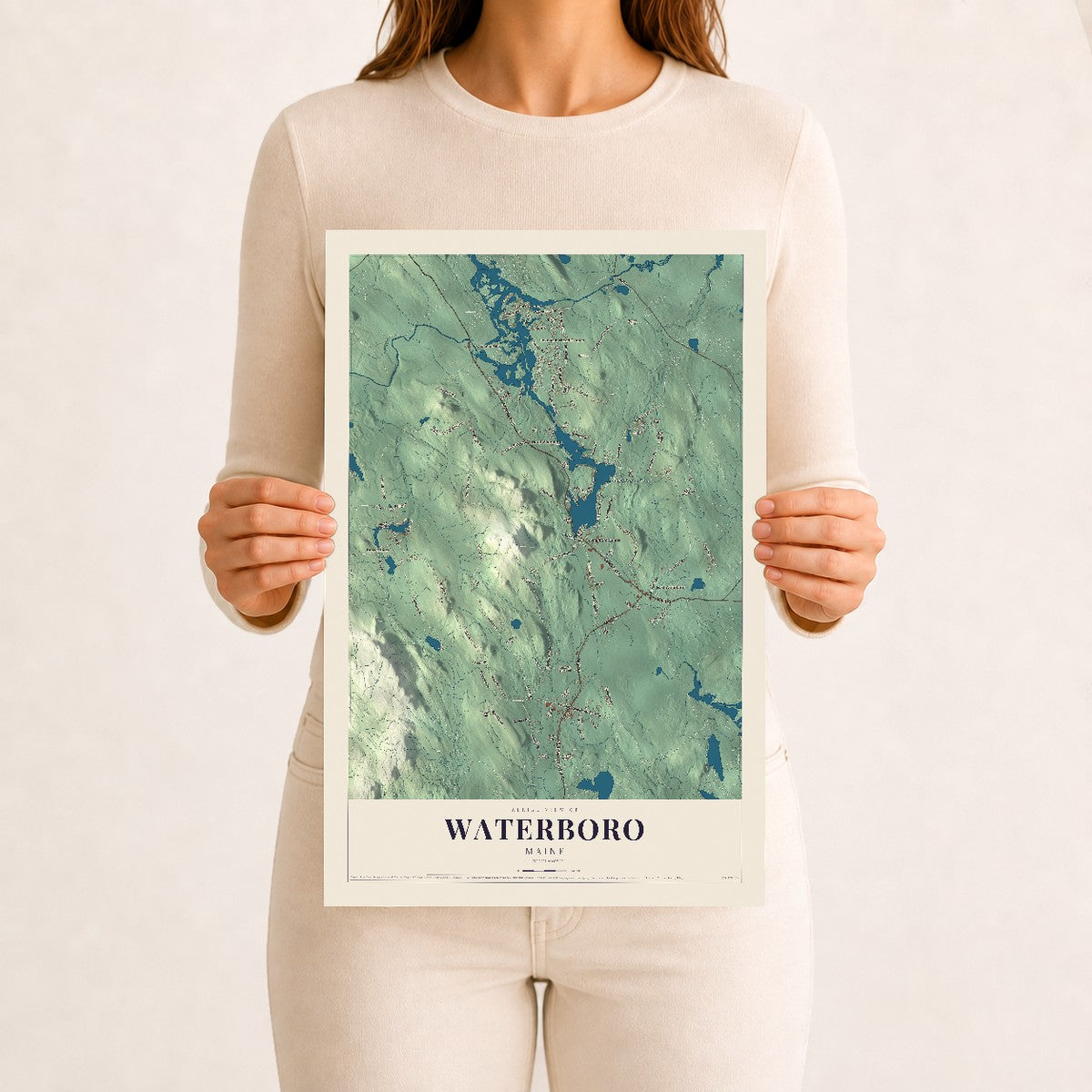 Waterboro, Maine map print - 12 x 18 archival matte print