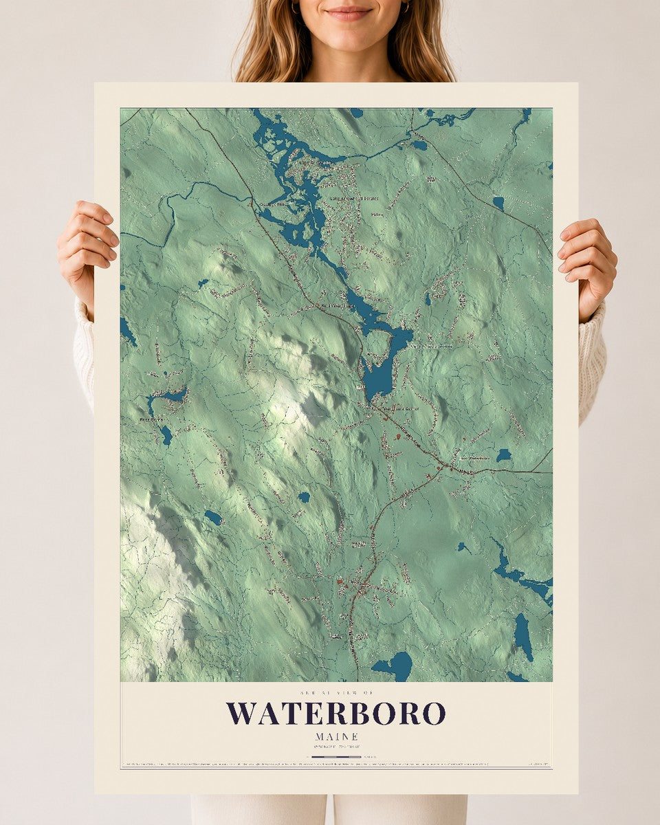 Waterboro, Maine map print - 24 x 36 archival matte print