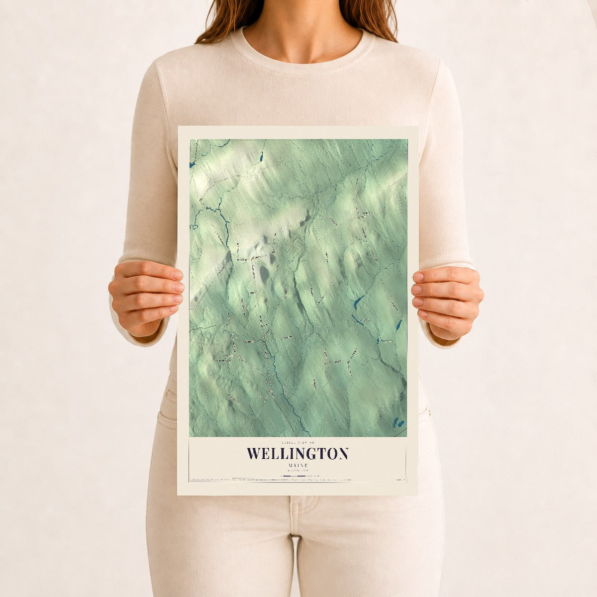 Wellington, Maine map print - 12 x 18 archival matte print