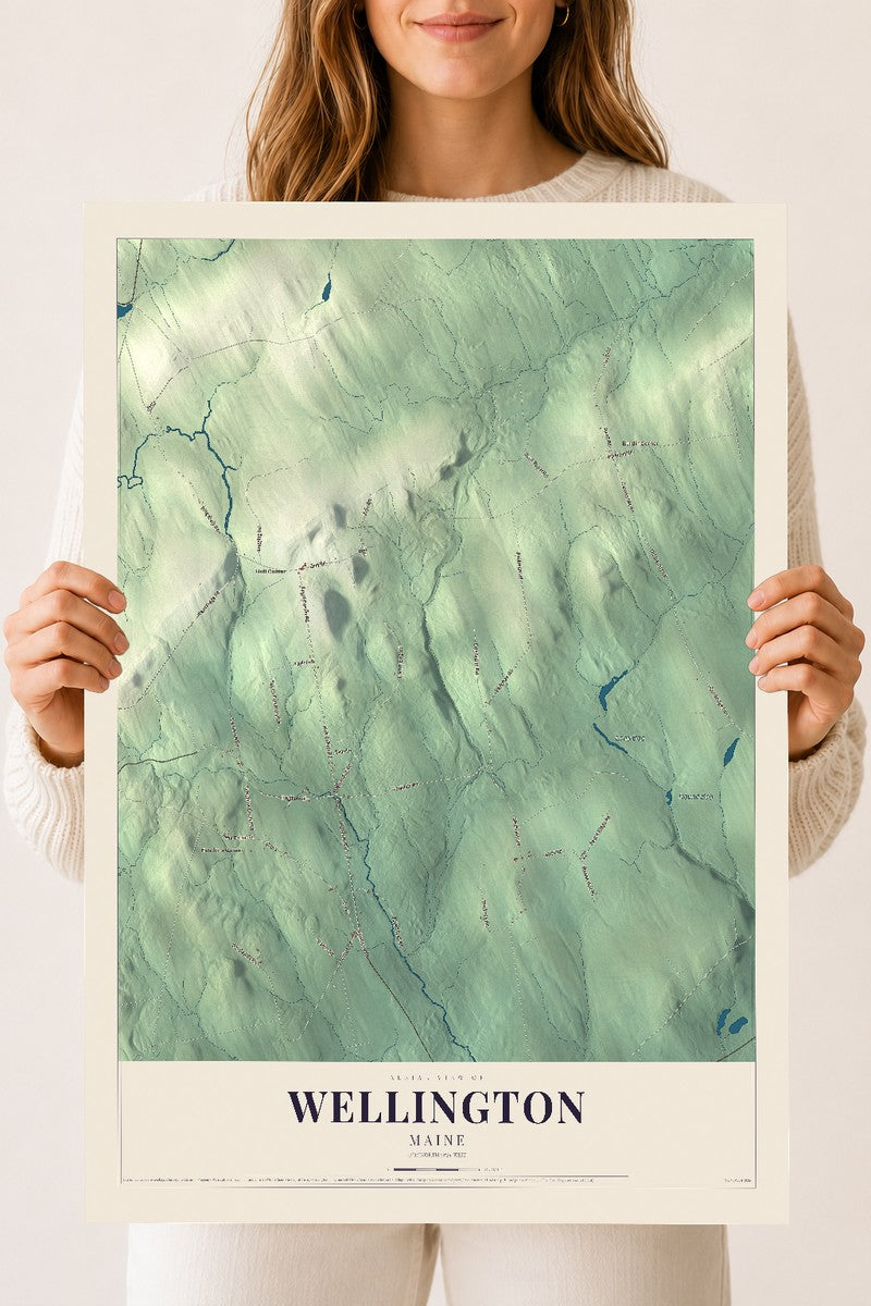 Wellington, Maine map print - 18 x 24 archival matte print