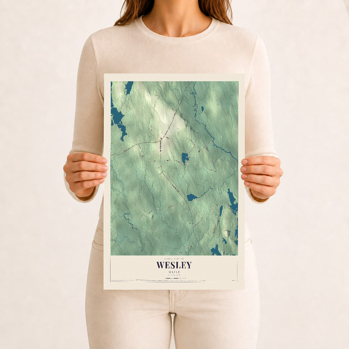 Wesley, Maine map print - 12 x 18 archival matte print