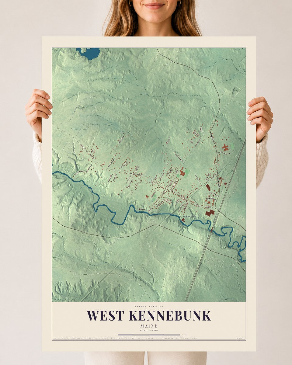 West Kennebunk, Maine map print - 24 x 36 archival matte print