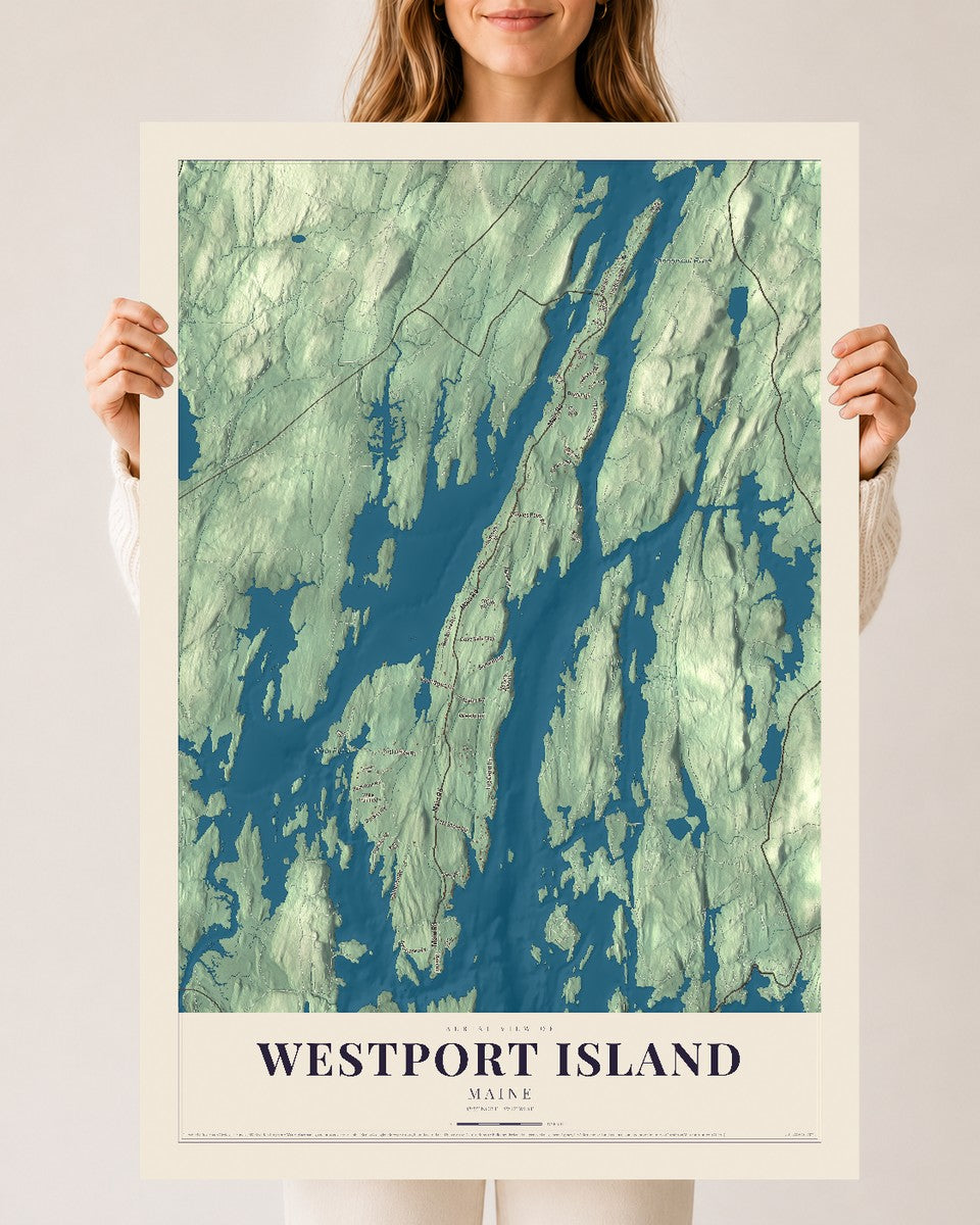 Westport Island, Maine map print - 24 x 36 archival matte print