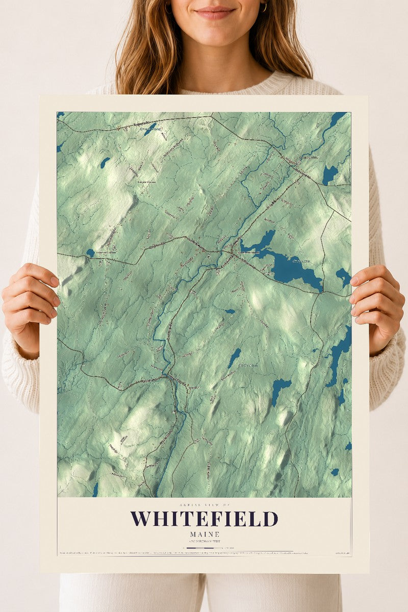 Whitefield, Maine map print - 18 x 24 archival matte print
