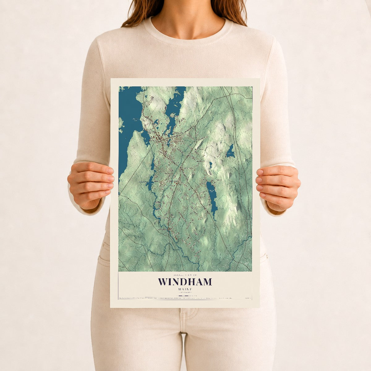 Windham, Maine map print - 12 x 18 archival matte print